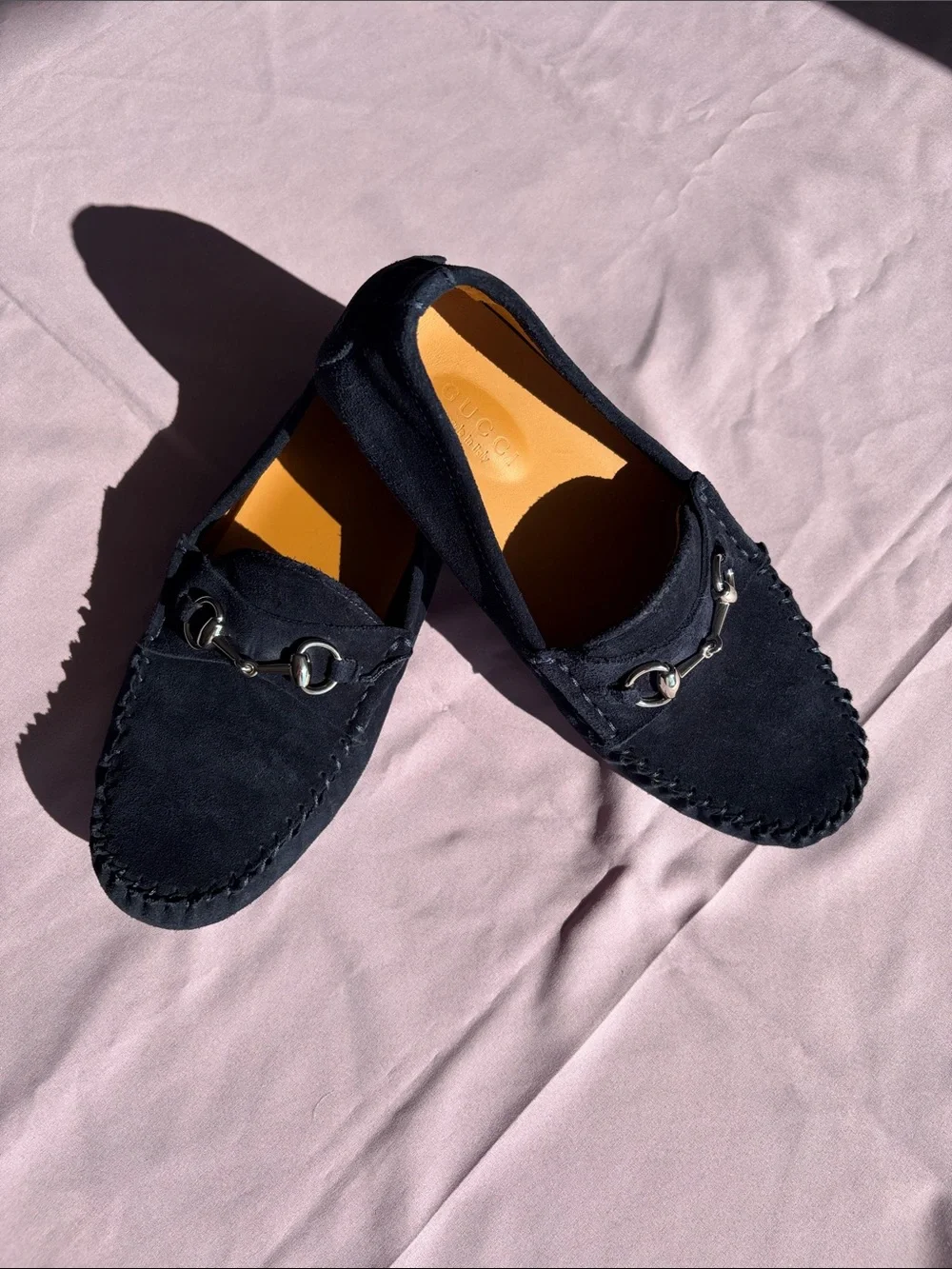 Gucci Black Suede Horsebit Driving Loafers